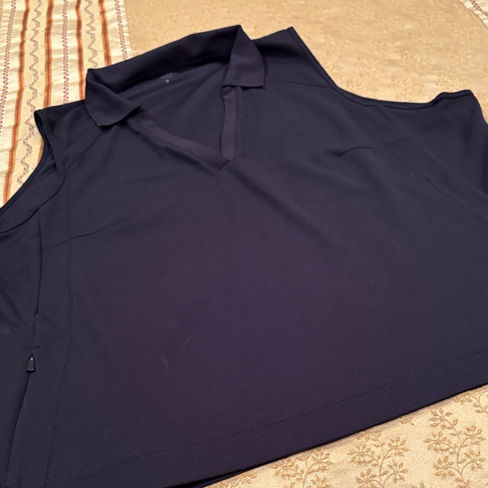 Athleta Black Top, Sleeveless, Sporty, Front Zip Pocket, Polyester Blend, 3X